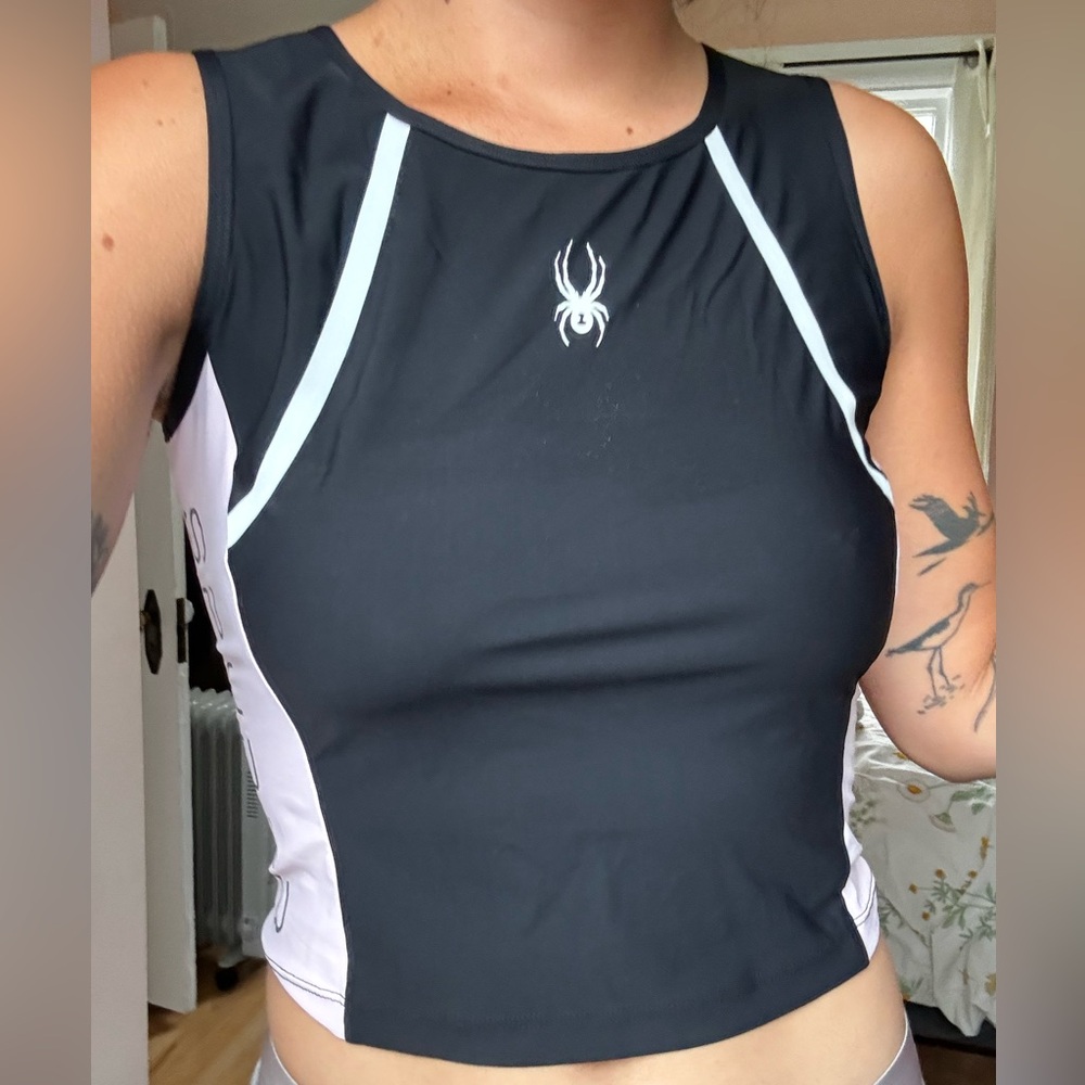 Spyder Black & pink Athletic Crop Top NWT